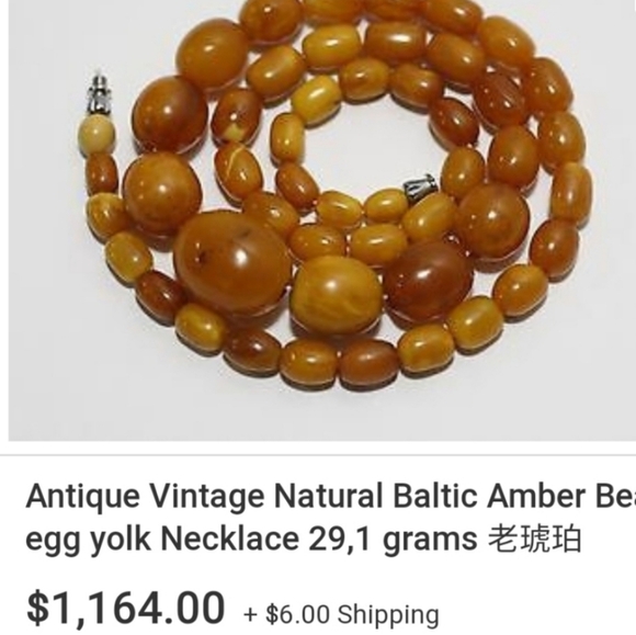 Vtg ATQ EGG YOLK AMBER 30" GRADUATED BEAD necklace 14K GOLD CLASP 76 grams - Picture 3 of 9